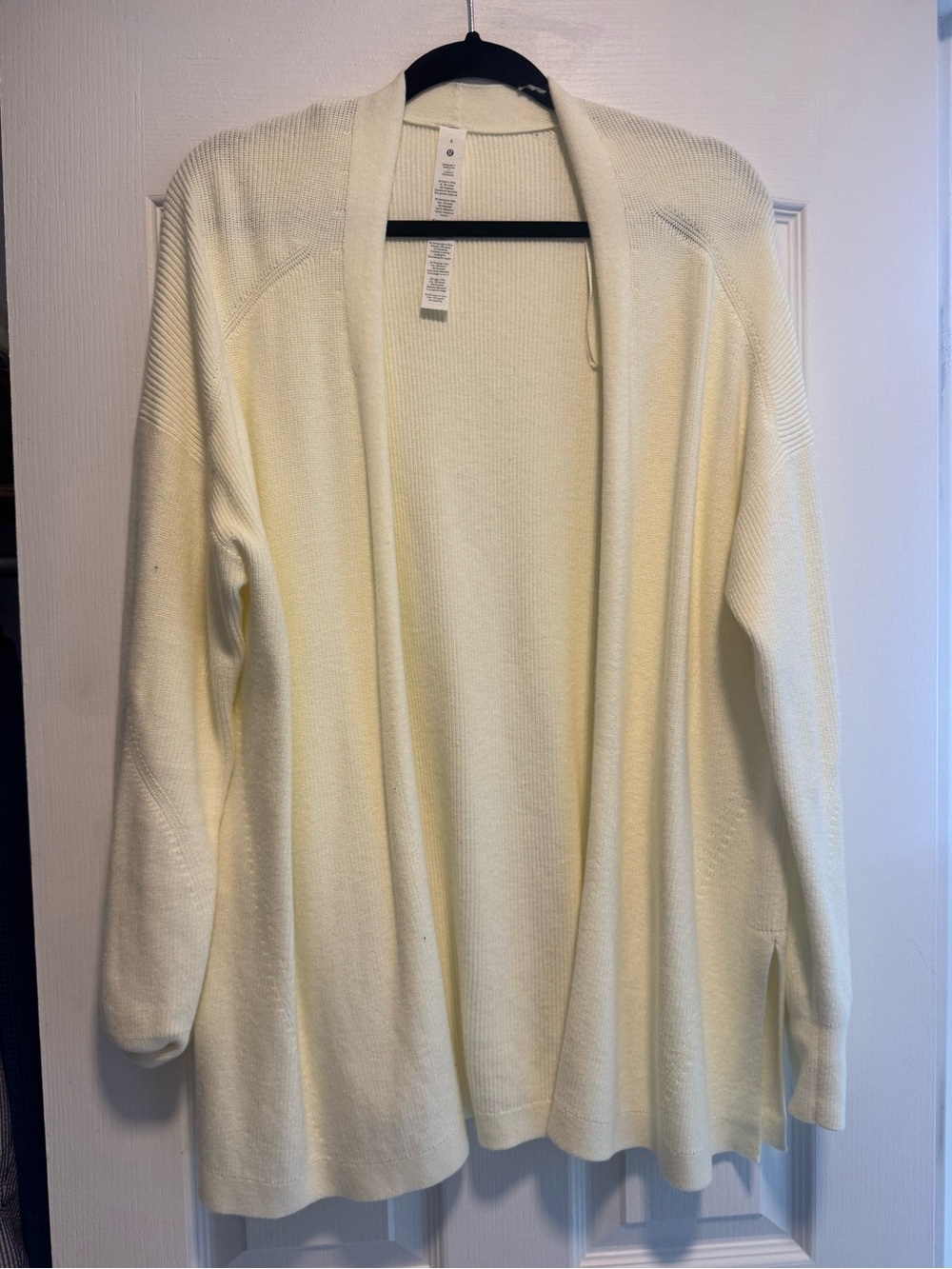 Lululemon Side Slit Cream Sweater Cardigan in Cream (Lemon Sorbet)